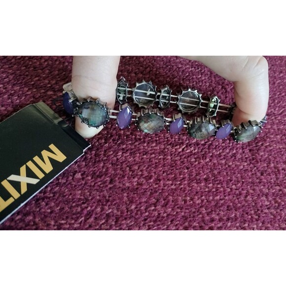 Mixit Stretch Bracelet Purple Silver Beads Jewelry OS Birthstone Fashion Costume - Picture 11 of 15